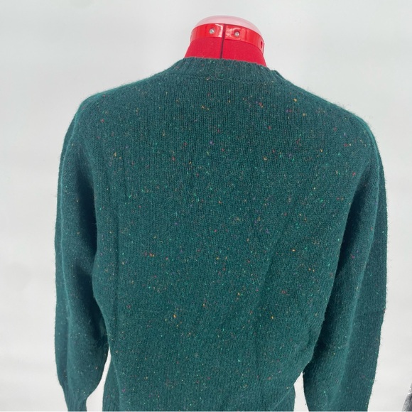 Vintage Orvis Wool Cardigan Forest Green With Contrasting Plaid Trim - Picture 7 of 9